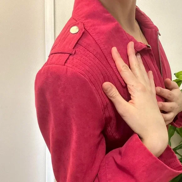 Lauren Conrad Vintage  Faux Suede Jacket Pink Size Medium - Picture 6 of 8